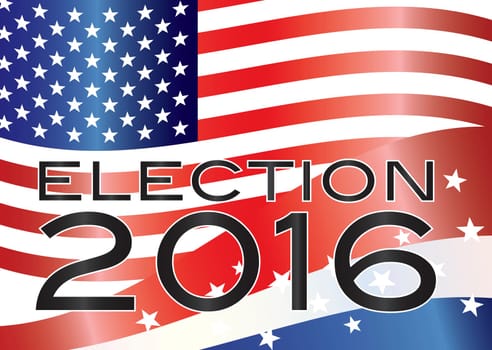 Election 2016 with Stars and Stripes and US Flag Background Illustration