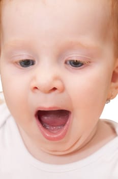 Closeup of Face of Cute Caucasian Yawning Baby