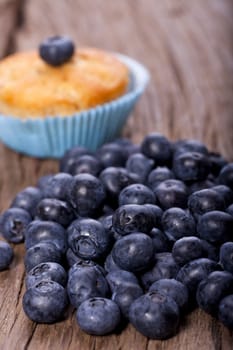 Blueberry muffin is ahead of many fresh blueberries