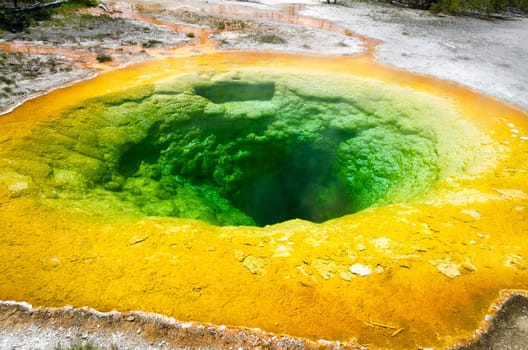 Morning Glory Pool in Yellowstone National Park in Wyoming