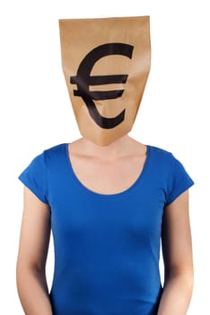 person with a euro sign as head, isolated