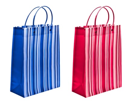 two packets of red and blue color isolated on white background