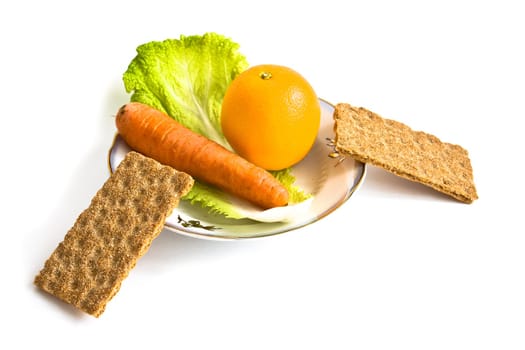 photo of the still life of healthy food isolated on white