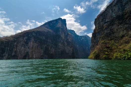 View of the entrance to Sumidero Canyon in Chiapas, Mexico