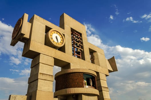 Large modern style cross outside the Basilica of Our Lady of Guadalupe