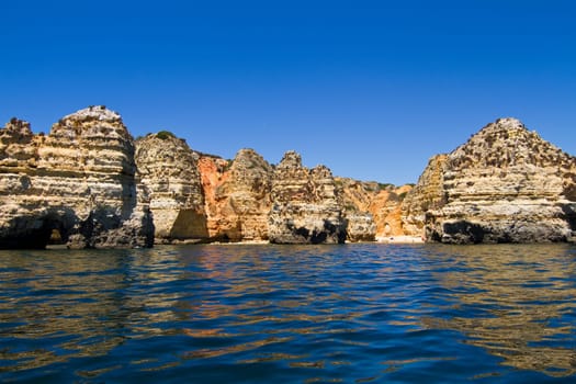 Wonderful view of the beautiful coastline of the Algarve, Portugal.