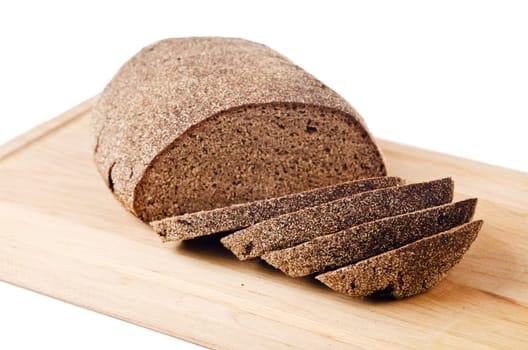 Black homemade bread, isolated on white