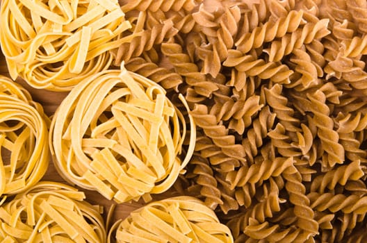 set of different pasta, close-up