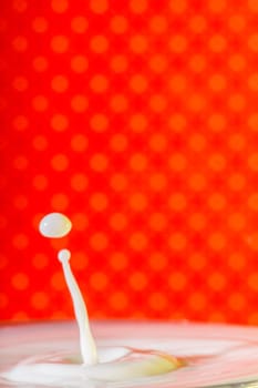 Beautiful close up view of a drop of milk.