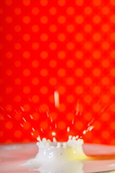 Beautiful close up view of a drop of milk.