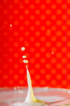Beautiful close up view of a drop of milk.