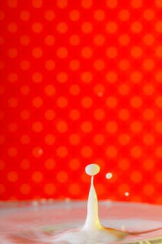 Beautiful close up view of a drop of milk.