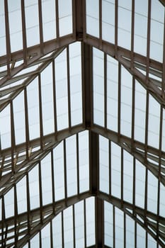 Partial view of the wonderful,  beautiful and modern architectural design of the Gare do Oriente train station in Lisbon, Portugal.
