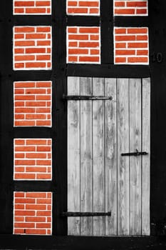 Die Fotografie der Fassade eines Fachwerkhauses.