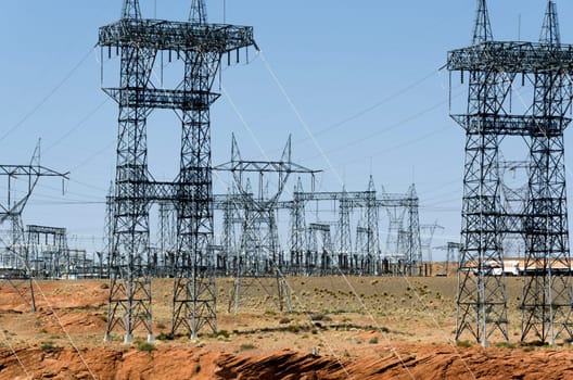 pylons for the transport of electric current to Page in Arizona