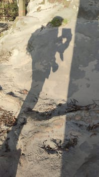 Shadow person hiking shadow earth tourism tourist travel . High quality photo