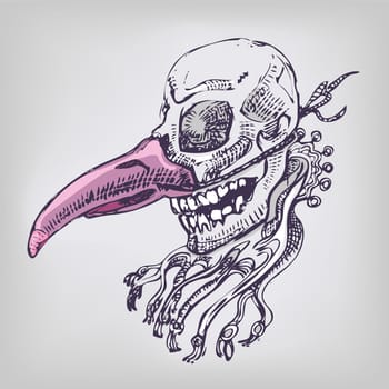 Skull with cardboard nose