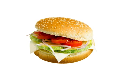Veggie Burger made with zucchini,tomato,onion and cheese.