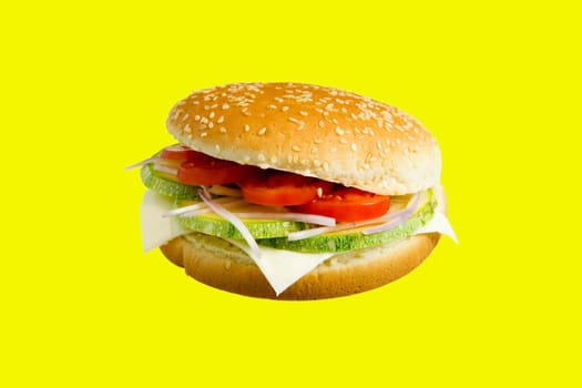 Veggie Burger made with zucchini,tomato,onion and cheese.
