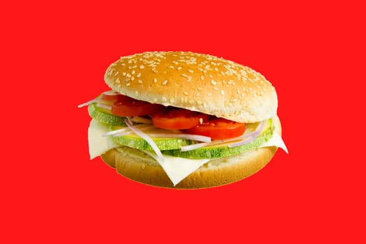 Veggie Burger made with zucchini,tomato,onion and cheese.