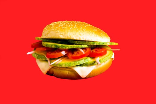 Veggie Burger made with zucchini,tomato,onion and cheese.