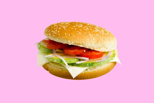 Veggie Burger made with zucchini,tomato,onion and cheese.