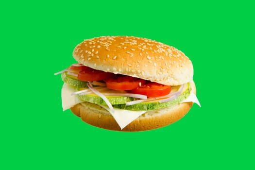 Veggie Burger made with zucchini,tomato,onion and cheese.