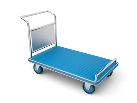 Airport luggage cart on white background