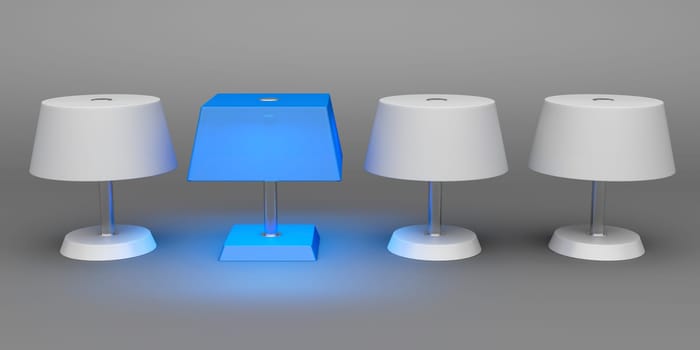 Unique blue lamp, difference concept