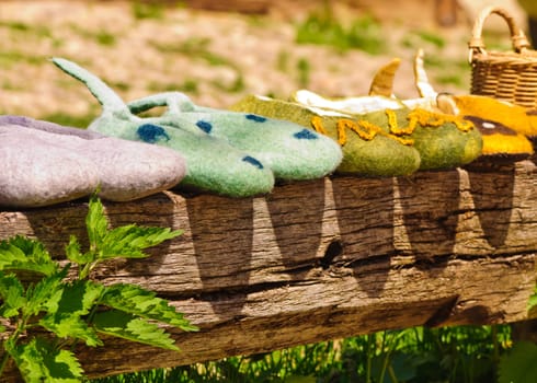 Handmade wool slippers from Viscri village, Transylvania