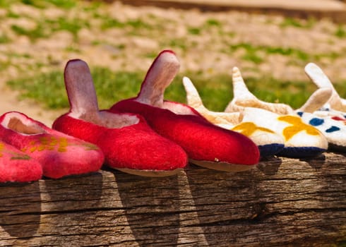 Handmade wool slippers from Viscri village, Transylvania