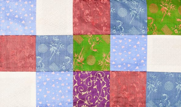 Close up of Vietnam silk patchwork