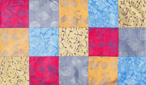 Close up of Vietnam silk patchwork