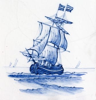 Delft blue  traditional dutch tile design of  hand made earthenware tile