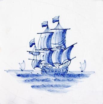 Delft blue  traditional dutch tile design of hand made earthenware tile