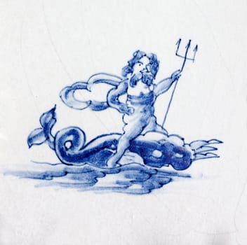 Delft blue  traditional dutch tile design of  hand made earthenware tile