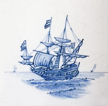 Delft blue  traditional dutch tile design of hand made earthenware tile