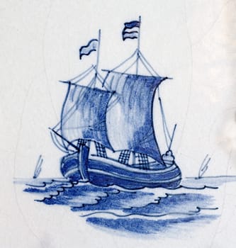 Delft blue  traditional dutch tile design of  hand made earthenware tile