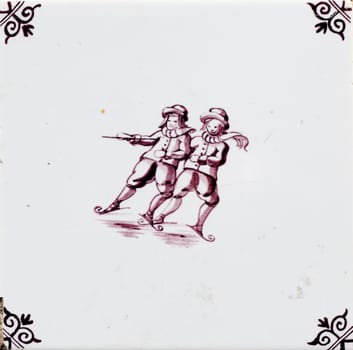 Delft blue  traditional dutch tile design of hand made earthenware tile