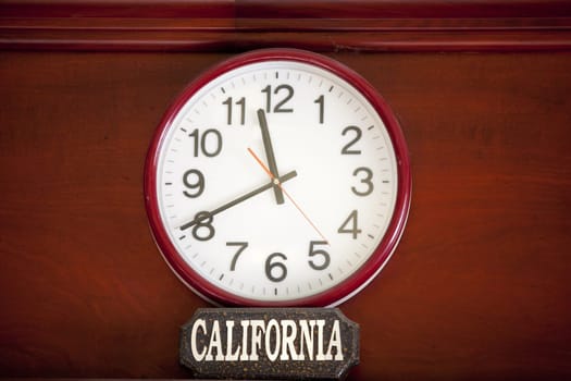 Time clock with the time zone of California
