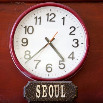 Time clock with the time zone of South Korea