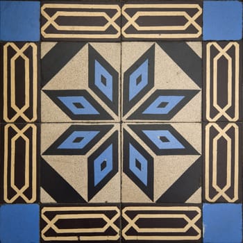 Antique tiles in the interior of the Saigon Central Post Office, Vietnam