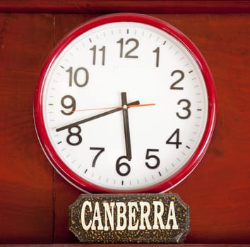 Time clock with the time zone of Canberra