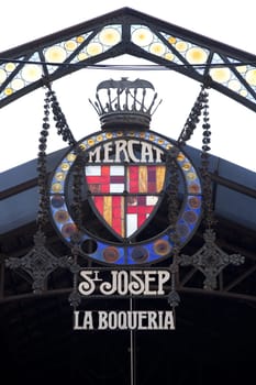 Entrance to Mercat la Boqueria in Barcelona, Spain