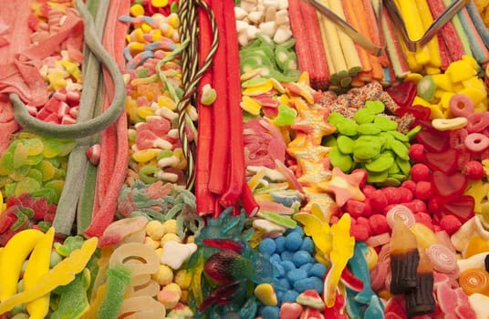 Candy in the Boqueria market in Barcelona, Spain