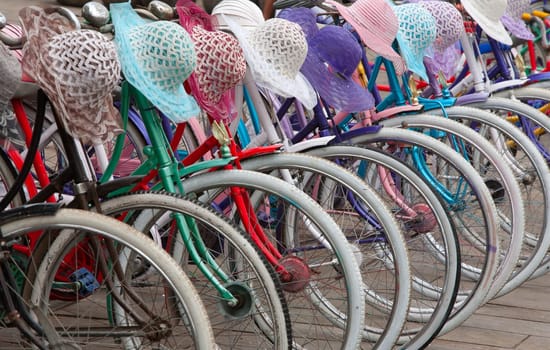 Traditional Indonesian bicylces in Jakarta, Indonesia