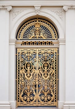 Golden ornate door of the Loo Palace in Apeldoorn, the Netherlands