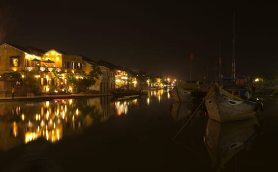 Night view of Hoi An City, UNESCO world heritage site, Vietnam