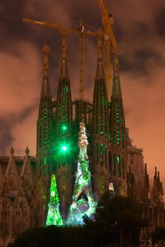 Multi media show light's up Gaudi's Sagrada Familia in Barcelona
