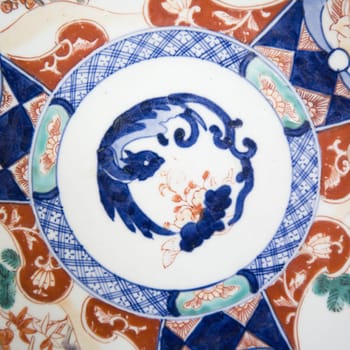 Detail of an antique Japanese porcelain plate